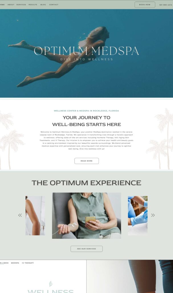 optimum medspa website design