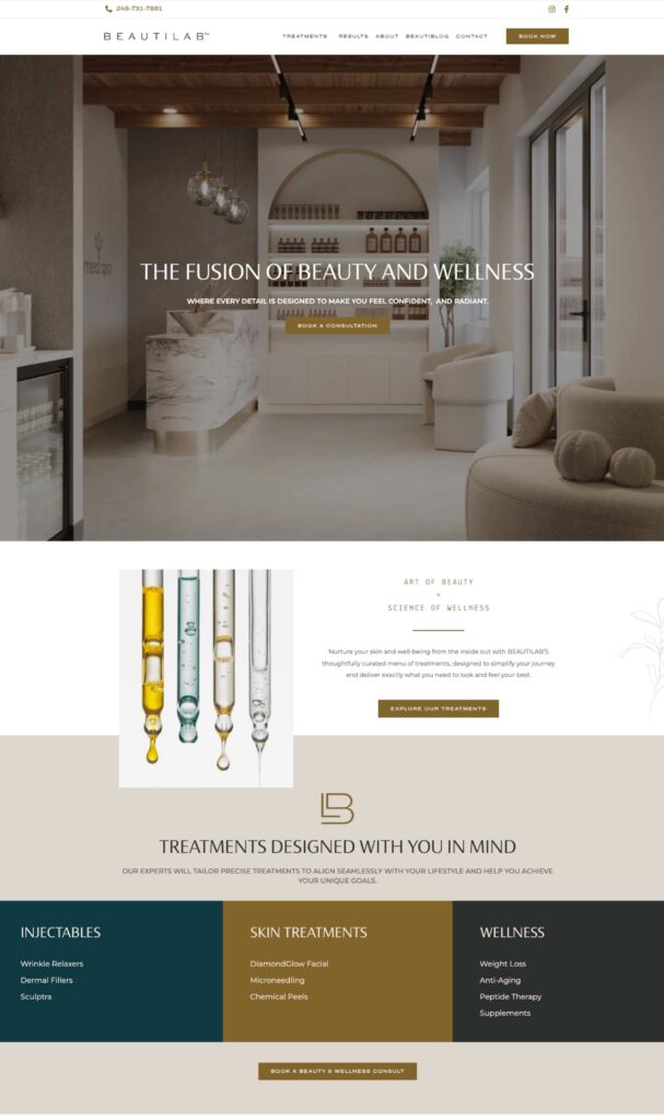 Beautilab Website Homepage